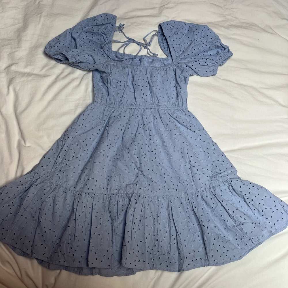 Organic Cotton Puff Sleeve Eyelet Dress - Picture 6 of 13